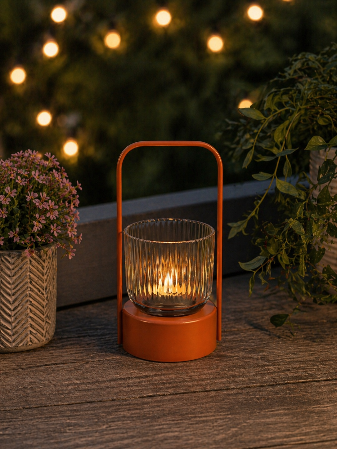 Tischwindlicht 20cm orange-rost