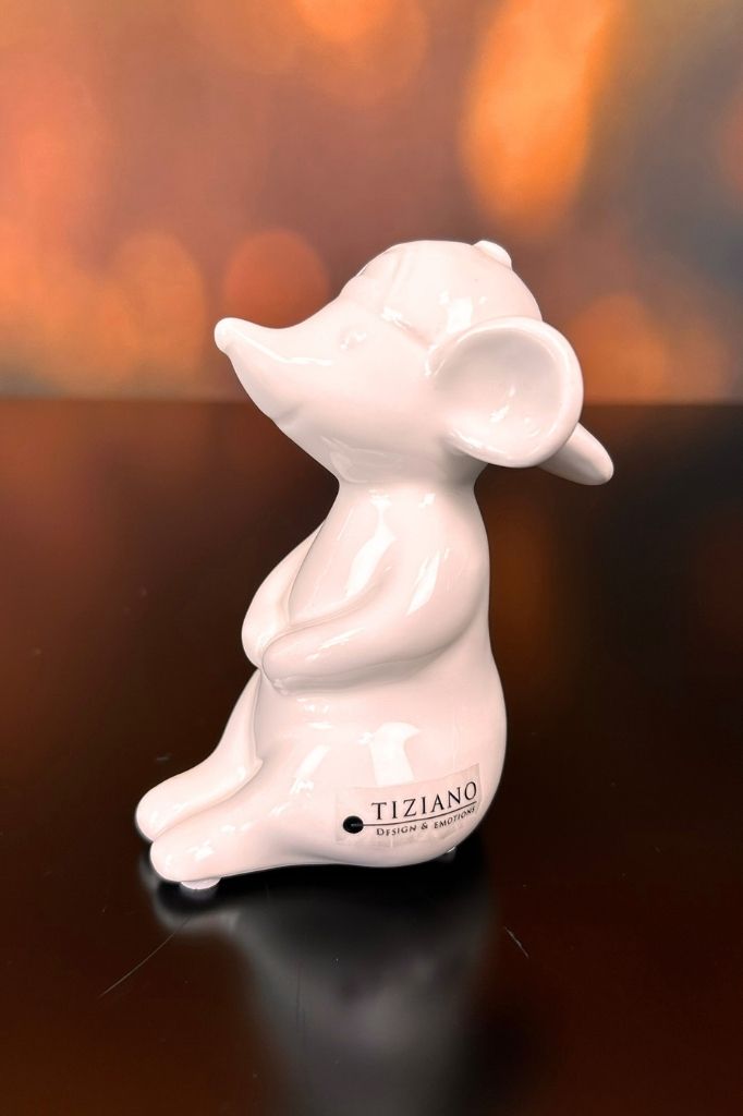 Deko Maus Topo mit Mütze creme-weiß
