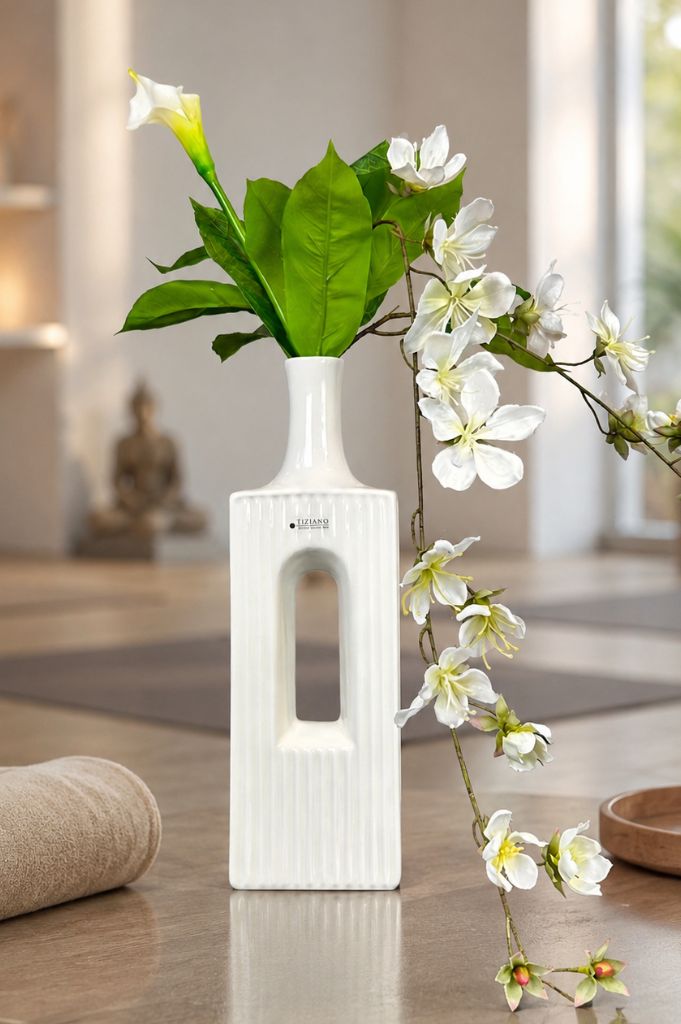 Vase Torino 40cm creme-weiß
