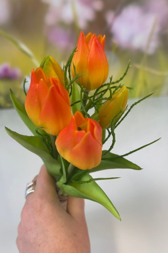 Deko 5er Tulpenbund 25cm orange