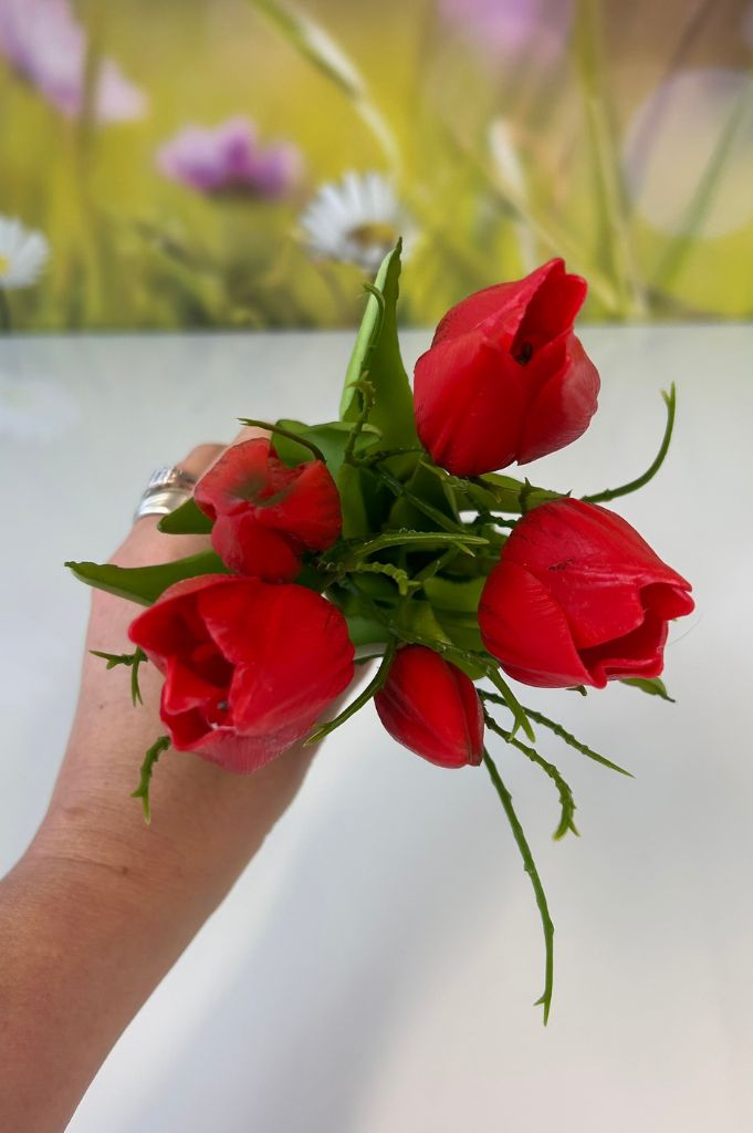Deko 5er Tulpenbund 25cm rot