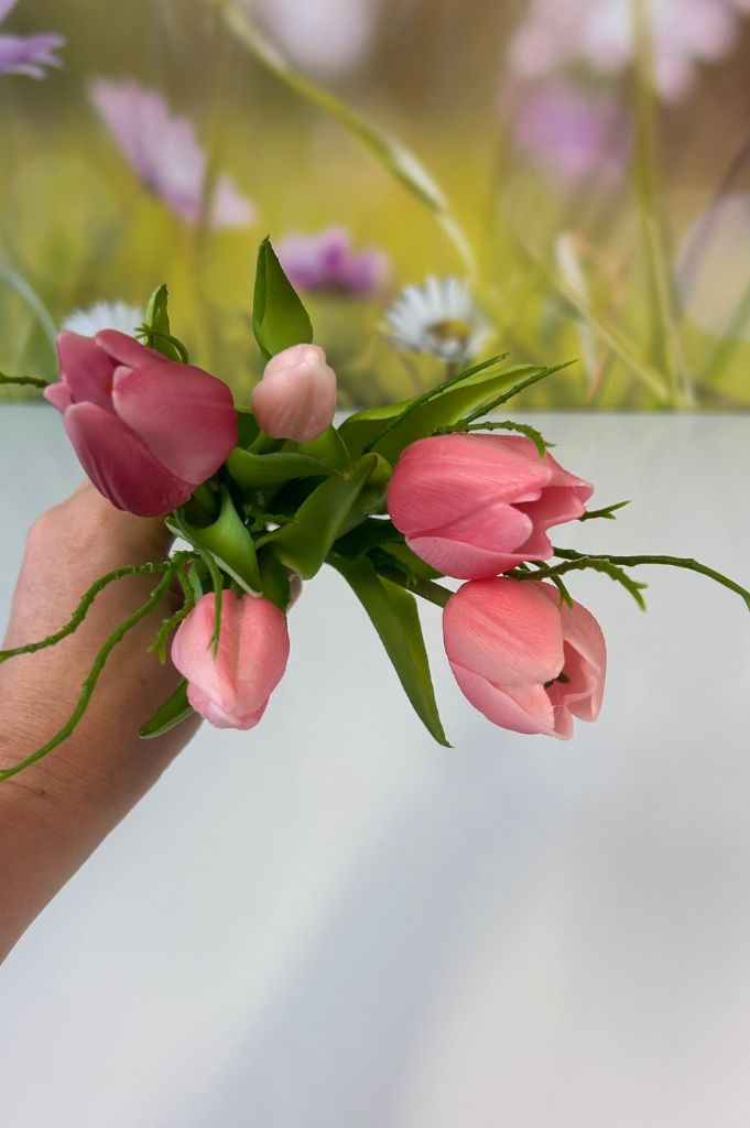 Deko 5er Tulpenbund 25cm rosa