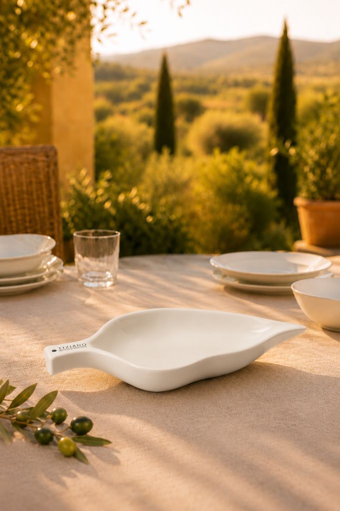 Blattschale Udine 25cm breit creme-weiß