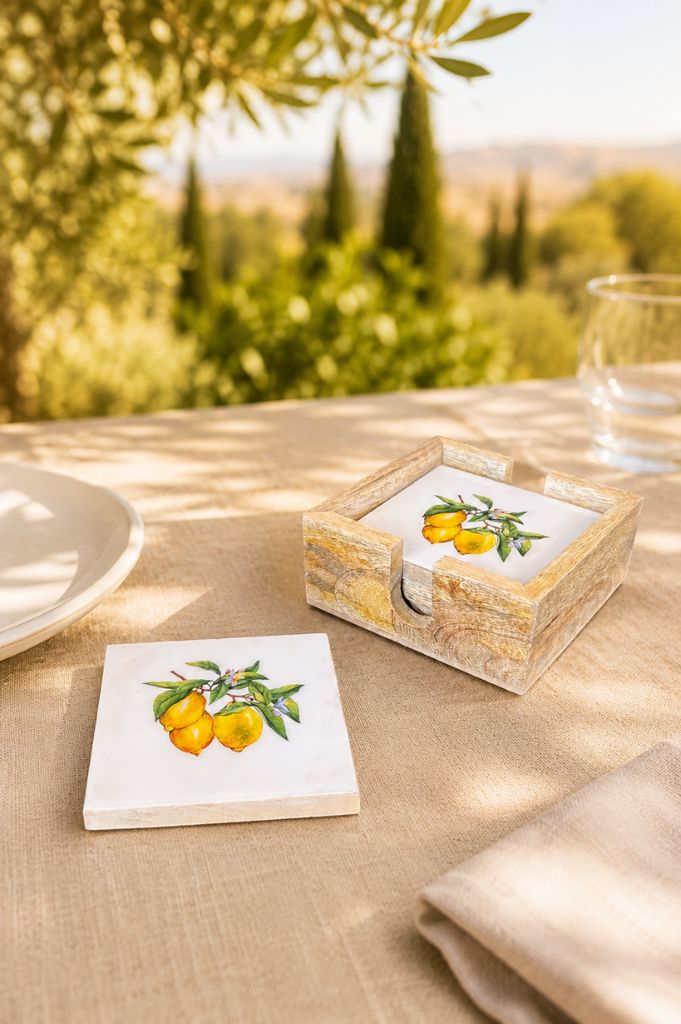 4er Set Untersetzer Mango / Zitrone