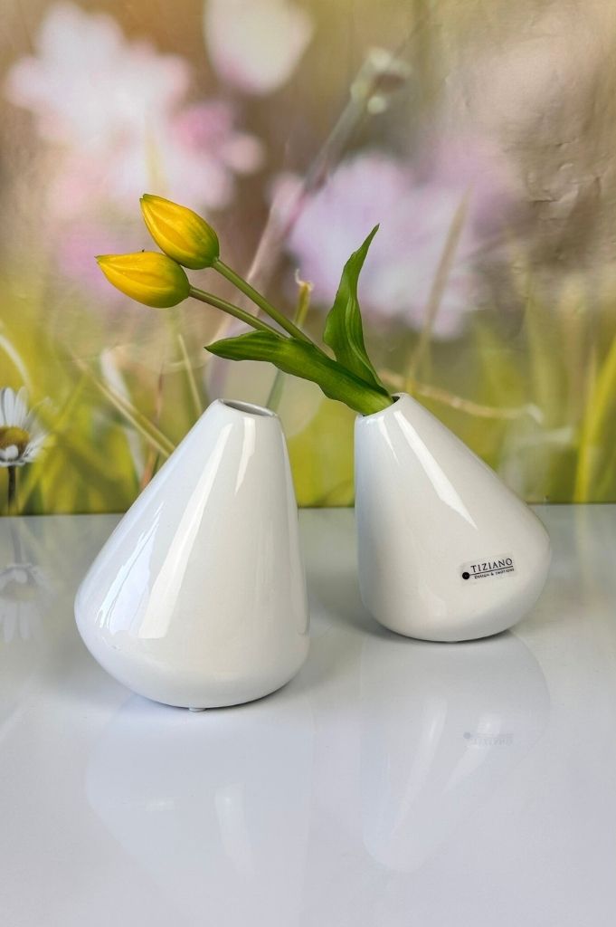 Vase schräg Vallina 13,5 creme-weiß