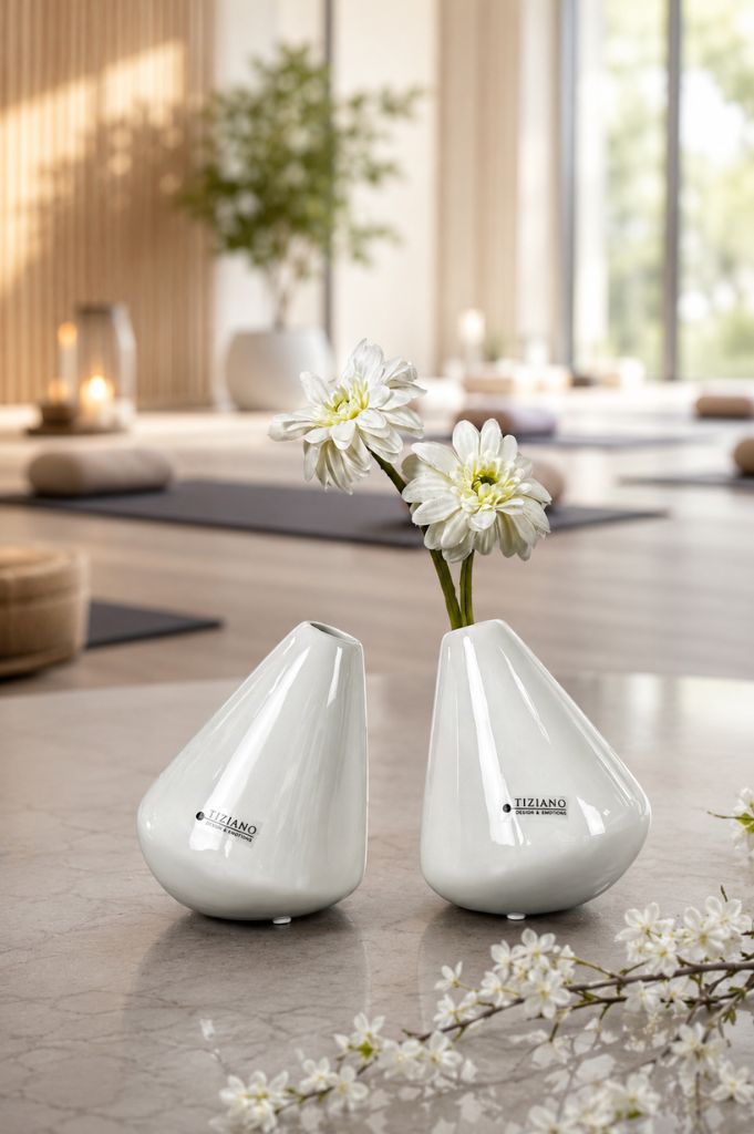 Vase schräg Vallina 13,5 creme-weiß