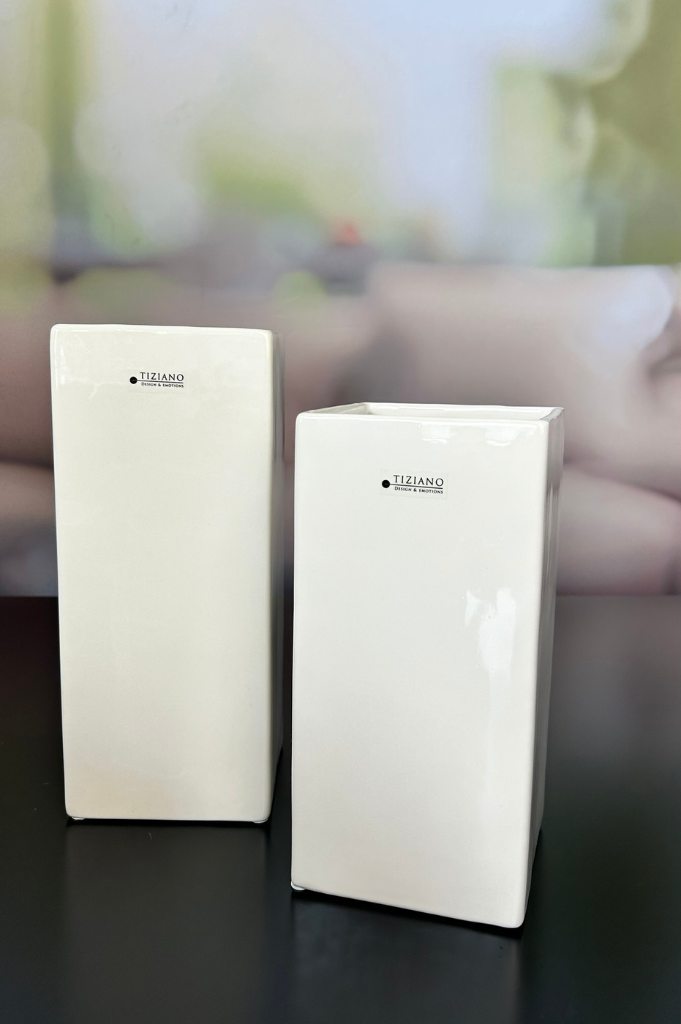 Vase Ascoli creme-weiß