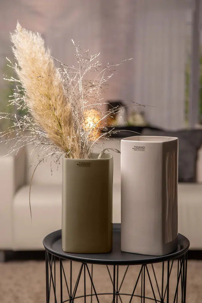 Vase Crosia schmal creme-weiß