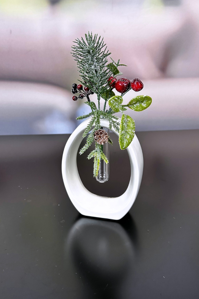 Vase Floreana Cortes creme-weiß mit Glasröhrchen