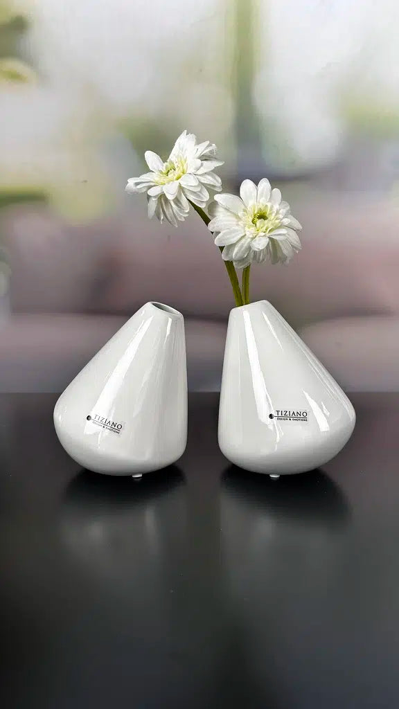 Vase schräg Vallina 13,5 creme-weiß