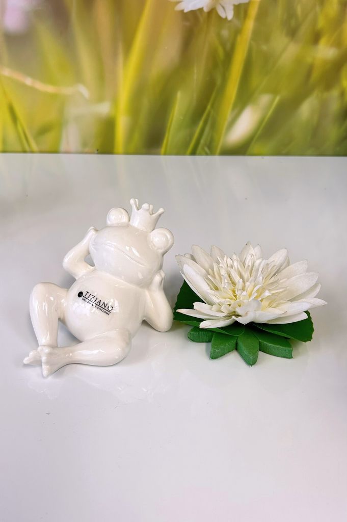 Dekoset Kugelvase Ovaro klar+Frosch Vico creme-weiß