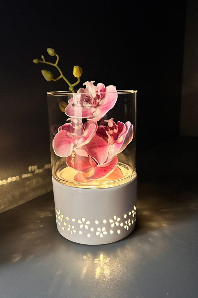 Dekoset Windlicht Vittoria LED mit Orchidee