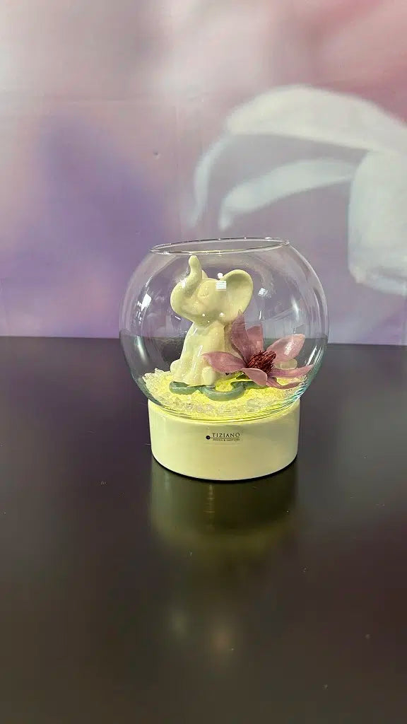 Windlicht Castello-Ovaro creme-weiß mit Klarglas