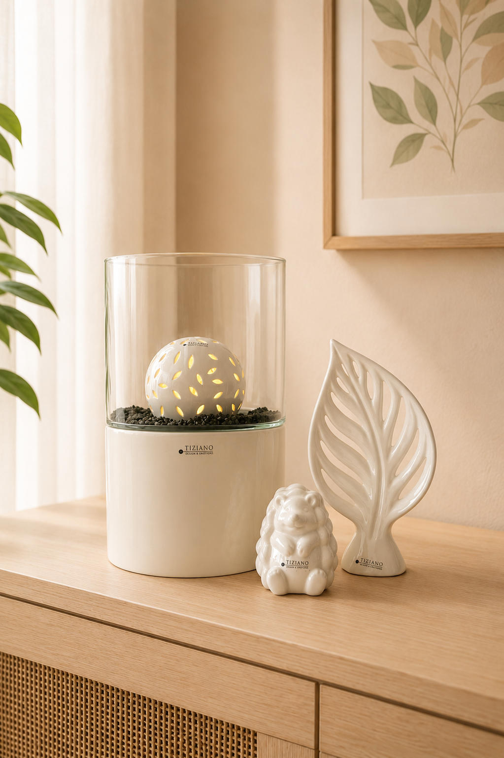 Dekoset Windlicht Forlie XL mit Igel Max sitzend und Villa