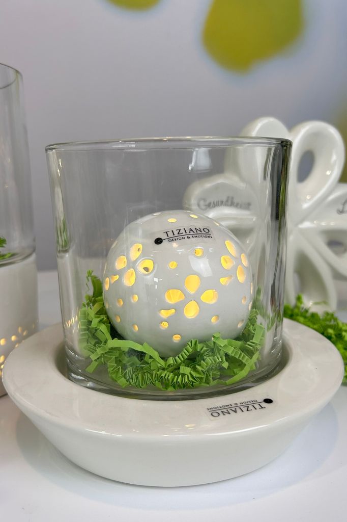 Windlicht Lini 19cm in 2 Varianten creme-weiß