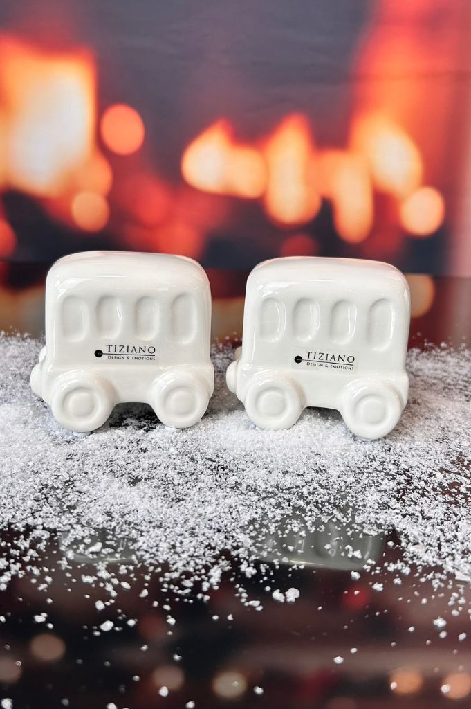 Deko Zugwagon Jim 8cm 2tlg creme-weiß