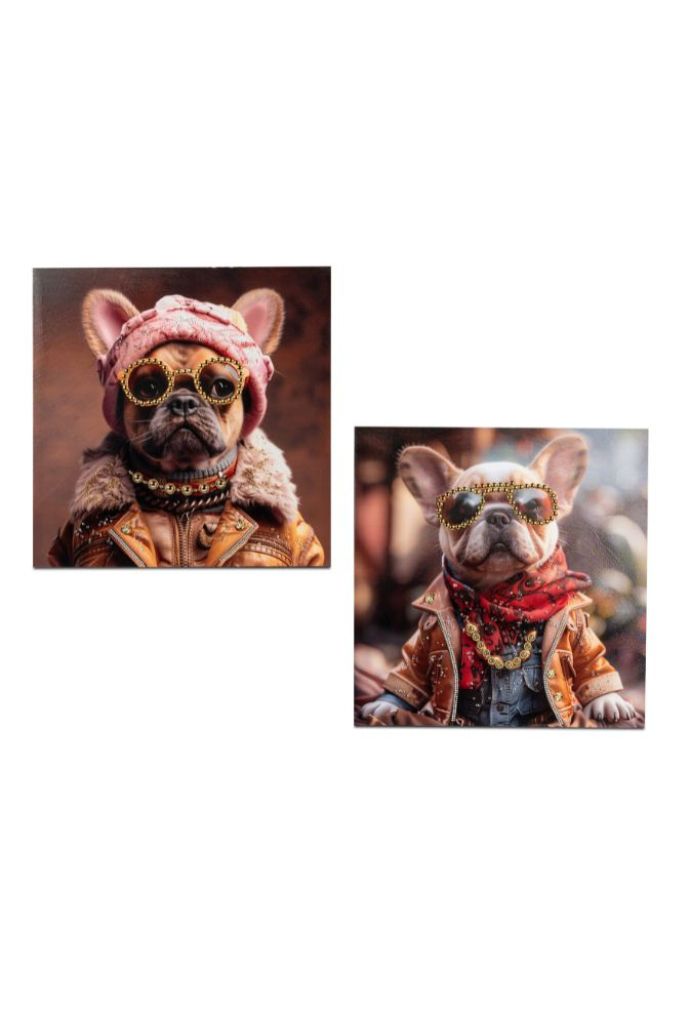 Deko Wandbild Hund 50x50cm in 2 Versionen