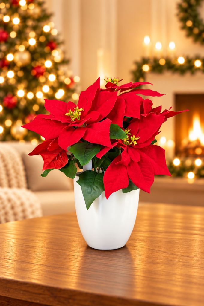 Deko Weihnachtsstern 37cm im Topf rot