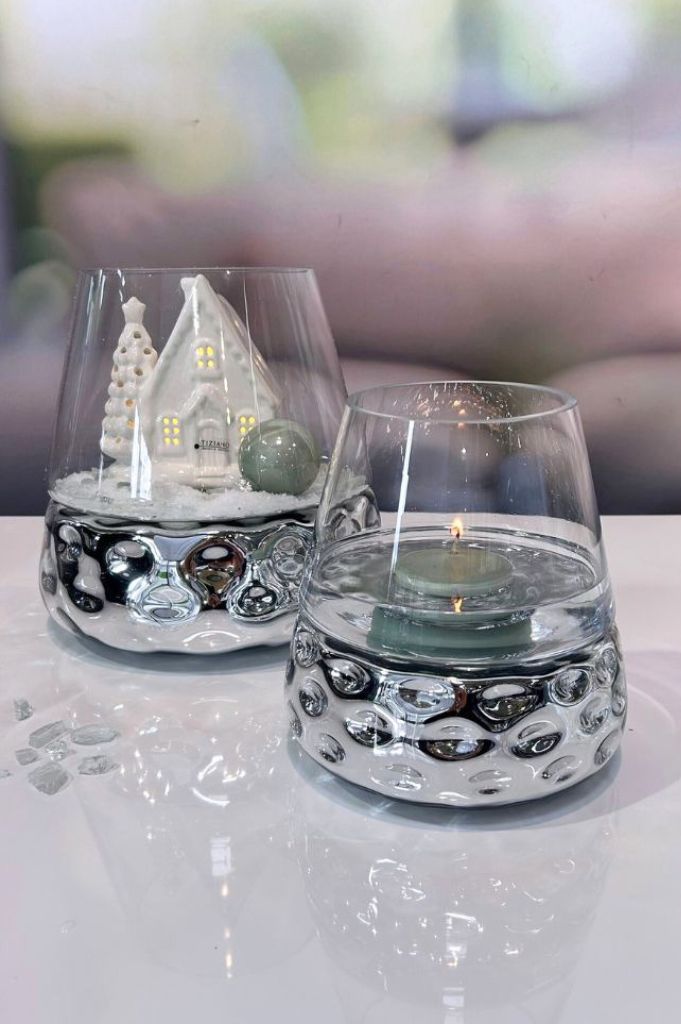 Windlicht Dots silber