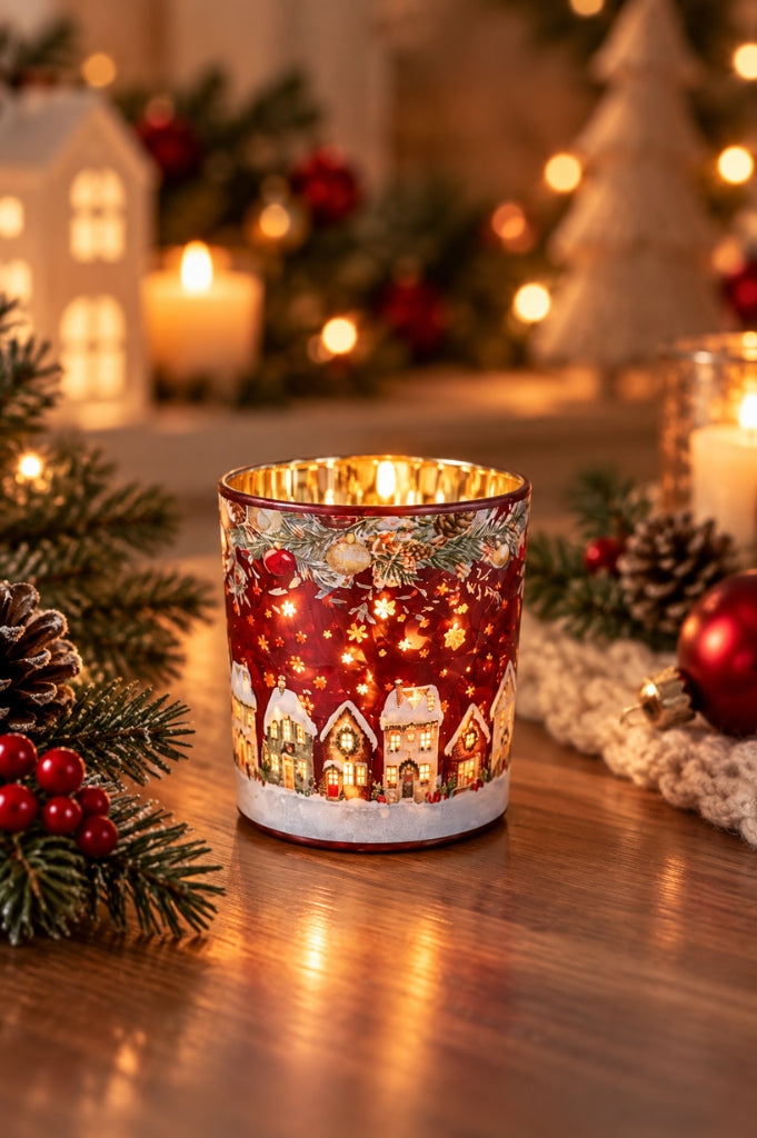 Windlicht 8cm frosty rot
