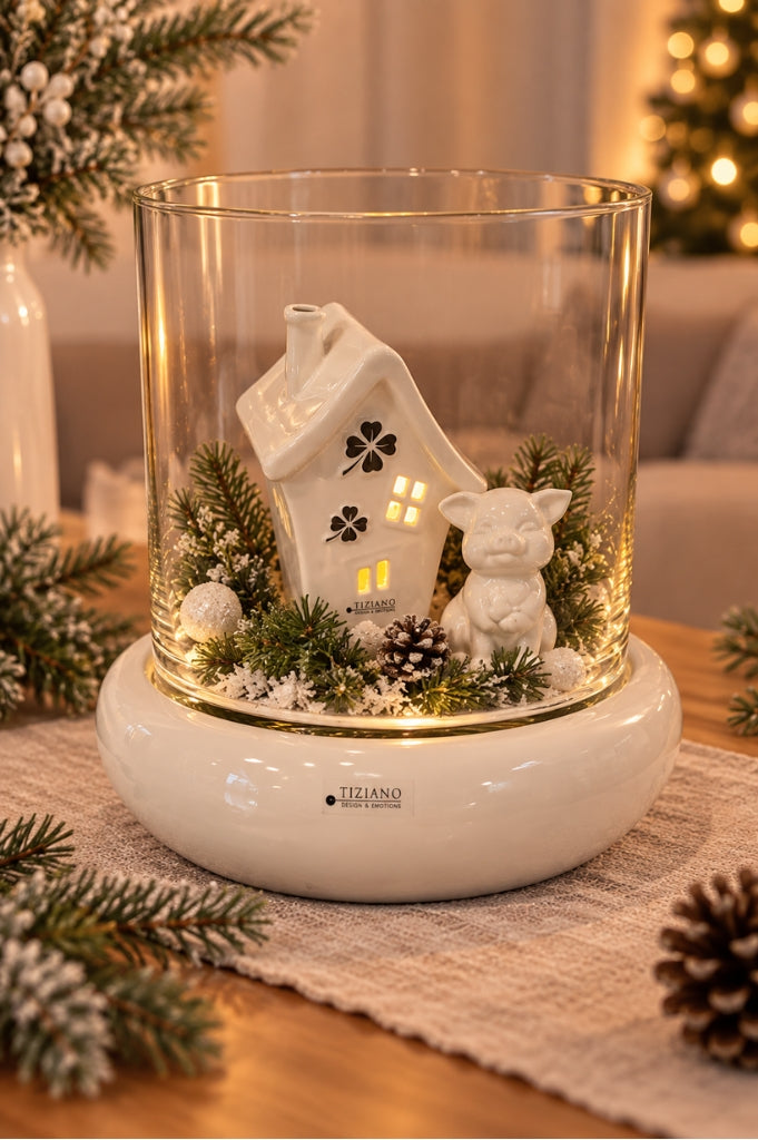 Windlicht Merida LED 26cm creme-weiß
