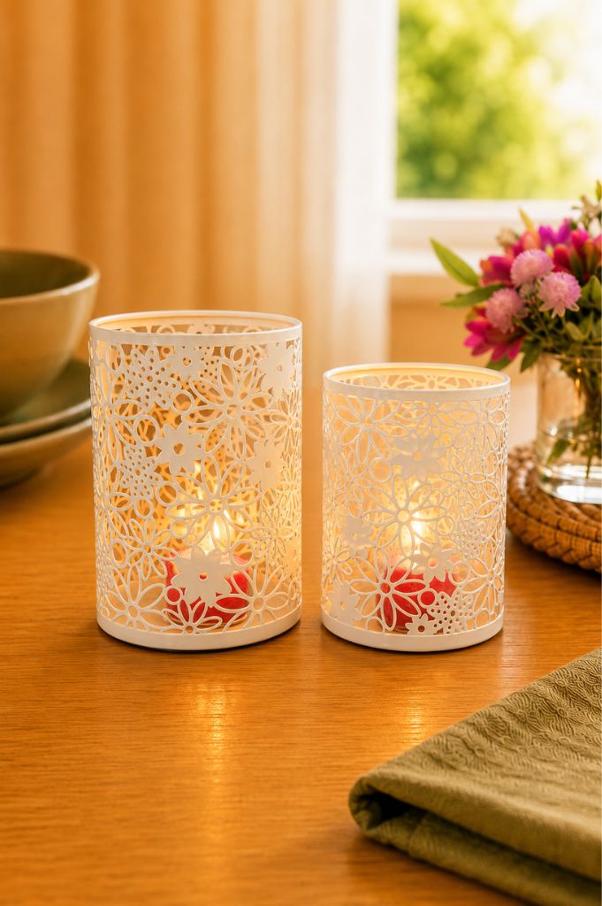 Metalllicht Fiori creme-weiß