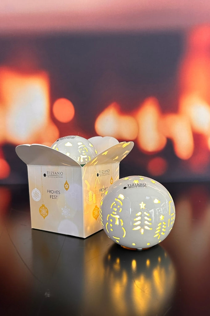 Würfelbox Kugel Rivello LED Schnee