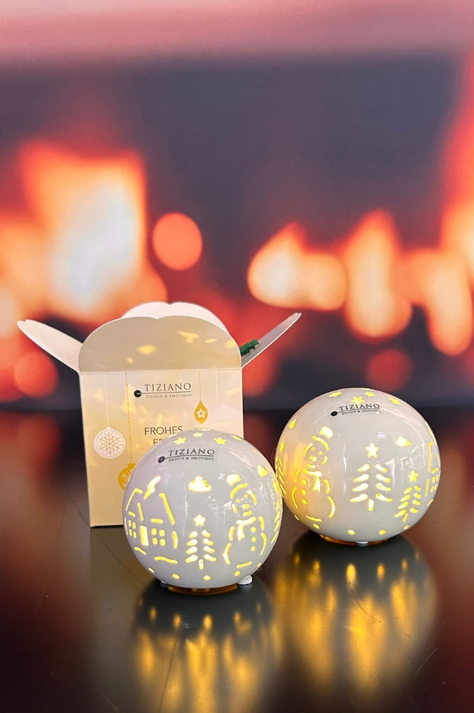 Würfelbox Kugel Rivello LED Schnee