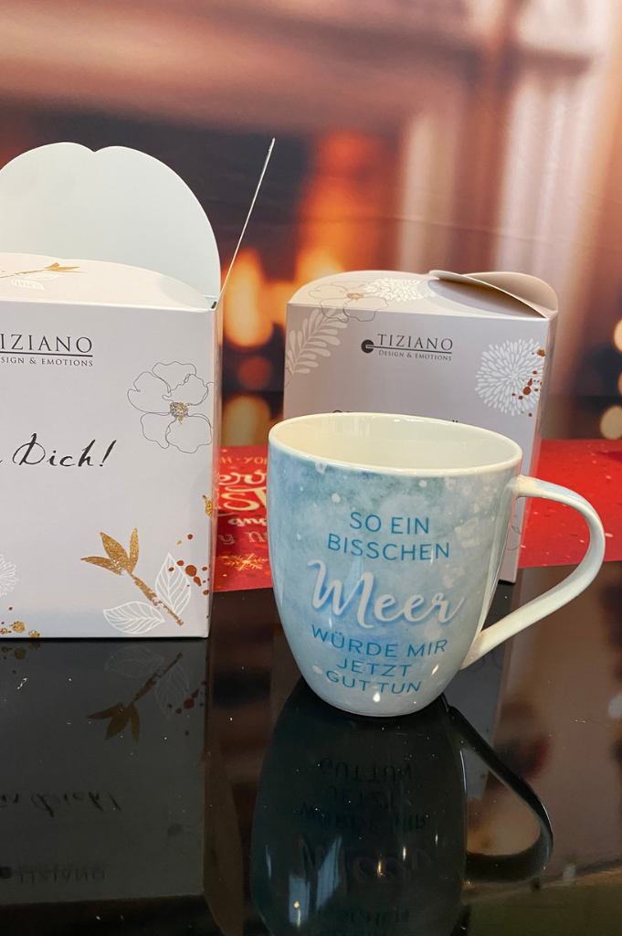 Würfelbox Für Dich Tasse mit Schrift So ein bisschen Meer