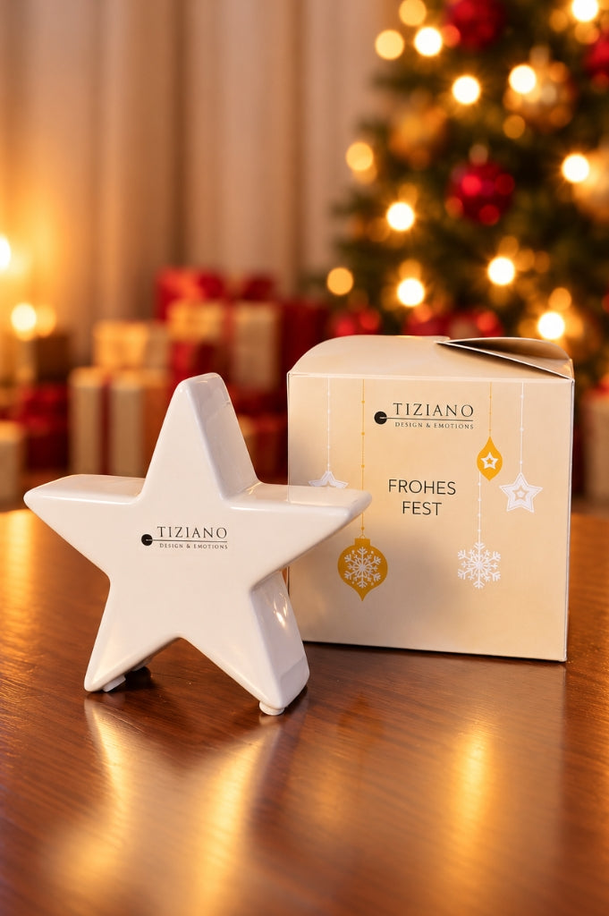 Würfelbox Stern Cometa 11cm creme-weiß