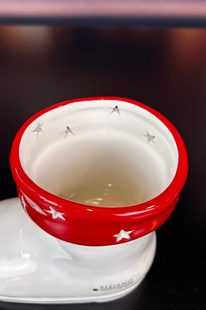 Deko Stiefel Armani rot/creme-weiß