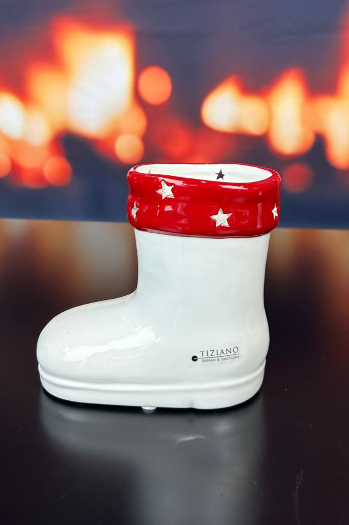 Deko Stiefel Armani rot/creme-weiß