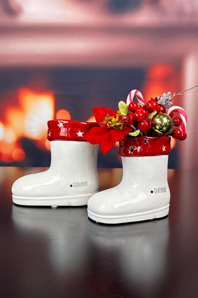 Deko Stiefel Armani rot/creme-weiß