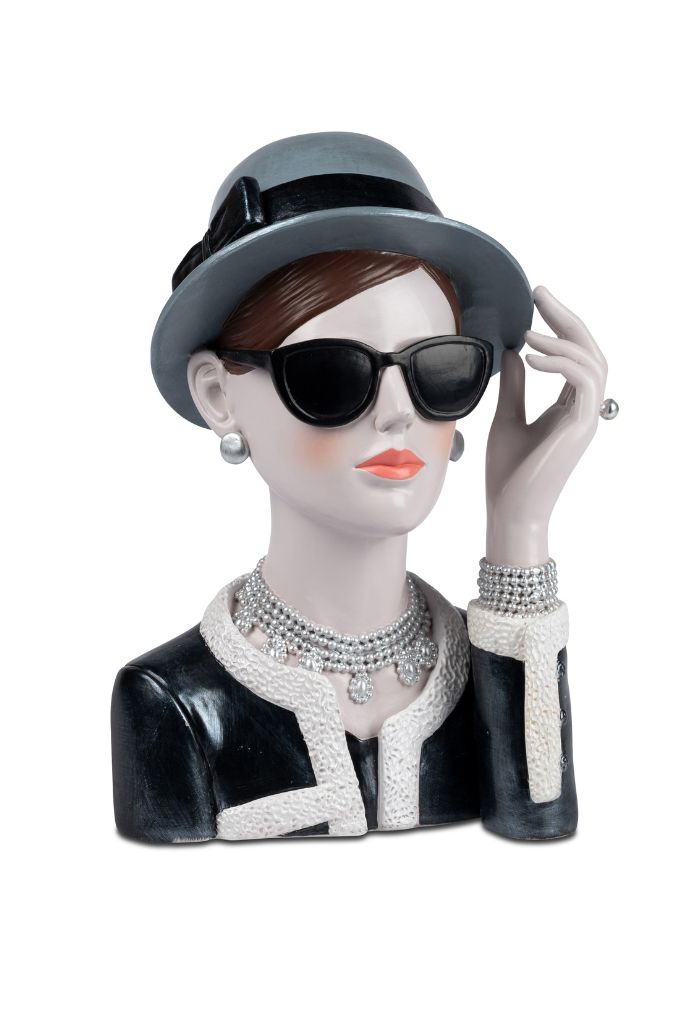 Deko Büste Dame 27cm schwarz