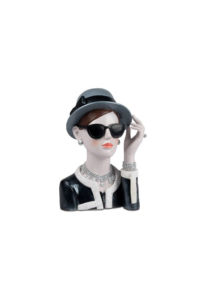 Deko Büste Dame 27cm schwarz