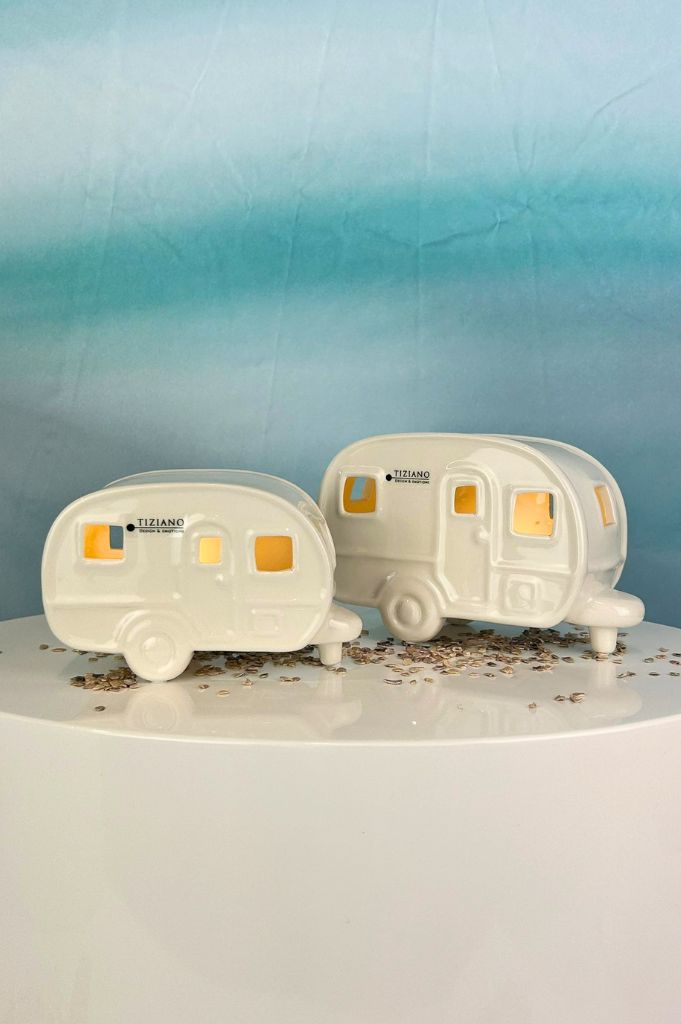 Deko Wohnwagen Caso mit LED creme-weiß