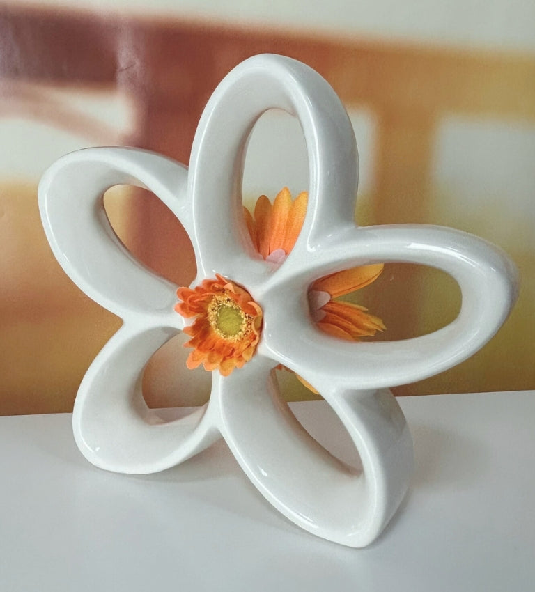 Dekoset Blume Jela mit Geranie Orange Rücken