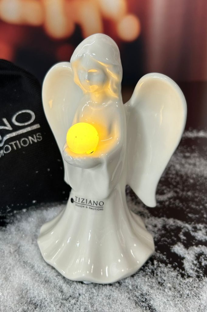 Geschenksäckchen groß Deko Engel Delia 15cm mit LED Kugel