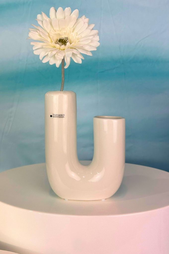 Vase Fiorello 22cm U-Form creme-weiß