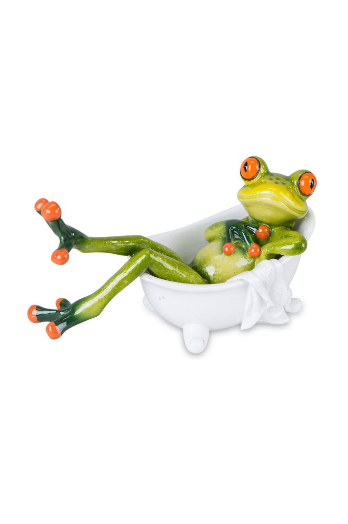 Deko Frosch Fridolin hellgrün in Badewanne