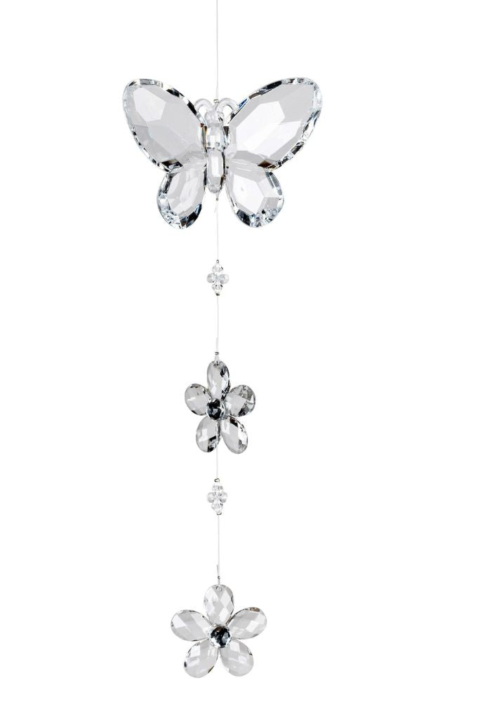 Deko Hänger Schmetterling+Blume 34cm Acryl klar