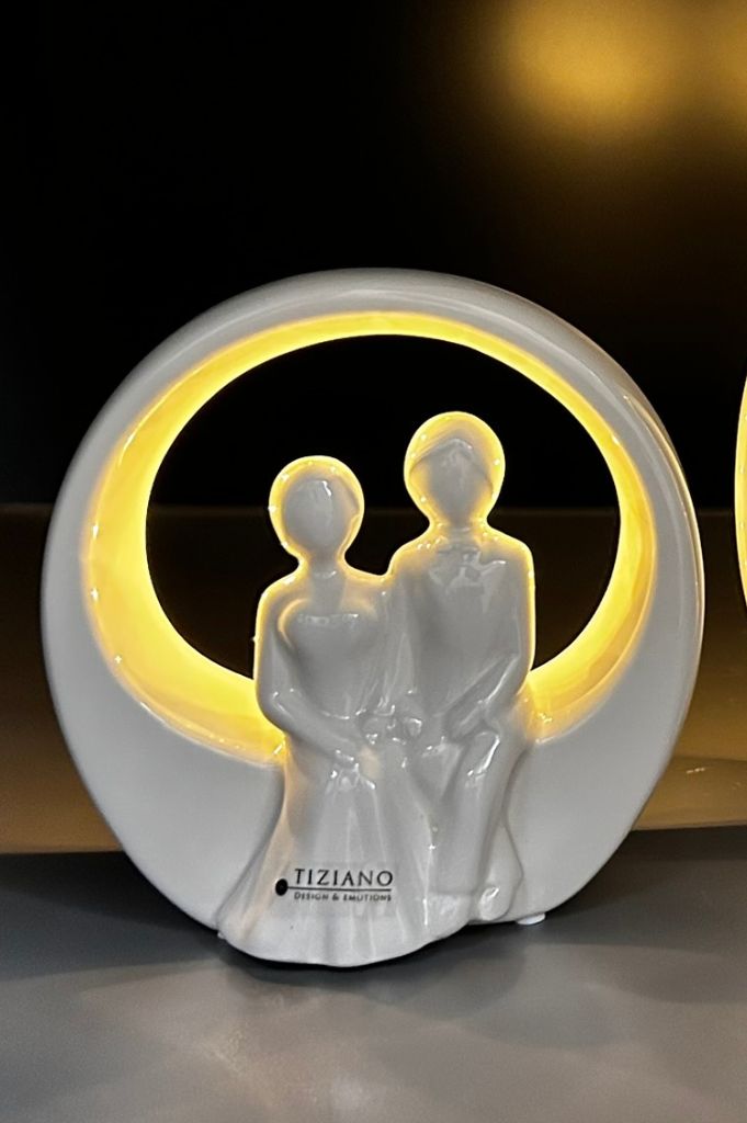 Dekoobjekt Paar Just Married LED creme-weiß