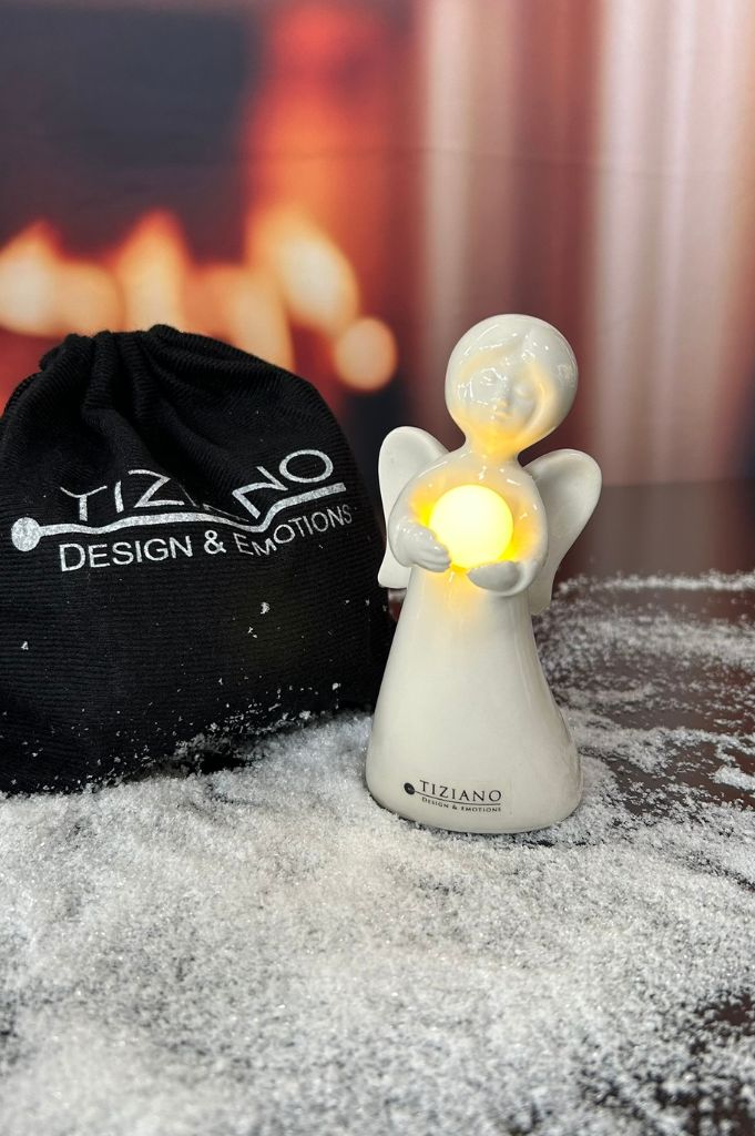 Geschenksäckchen groß Deko Engel Laila mit LED Kugel 14cm