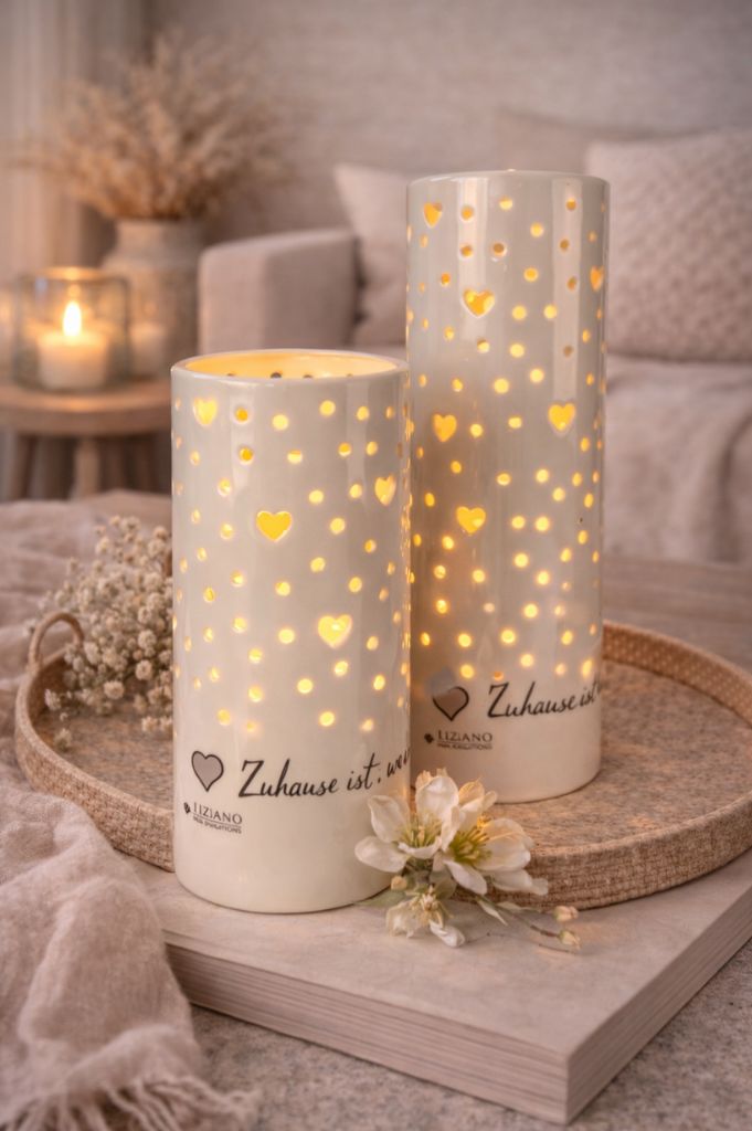 Dekolicht Latuna LED mit Decal "Zuhause" weiß-creme