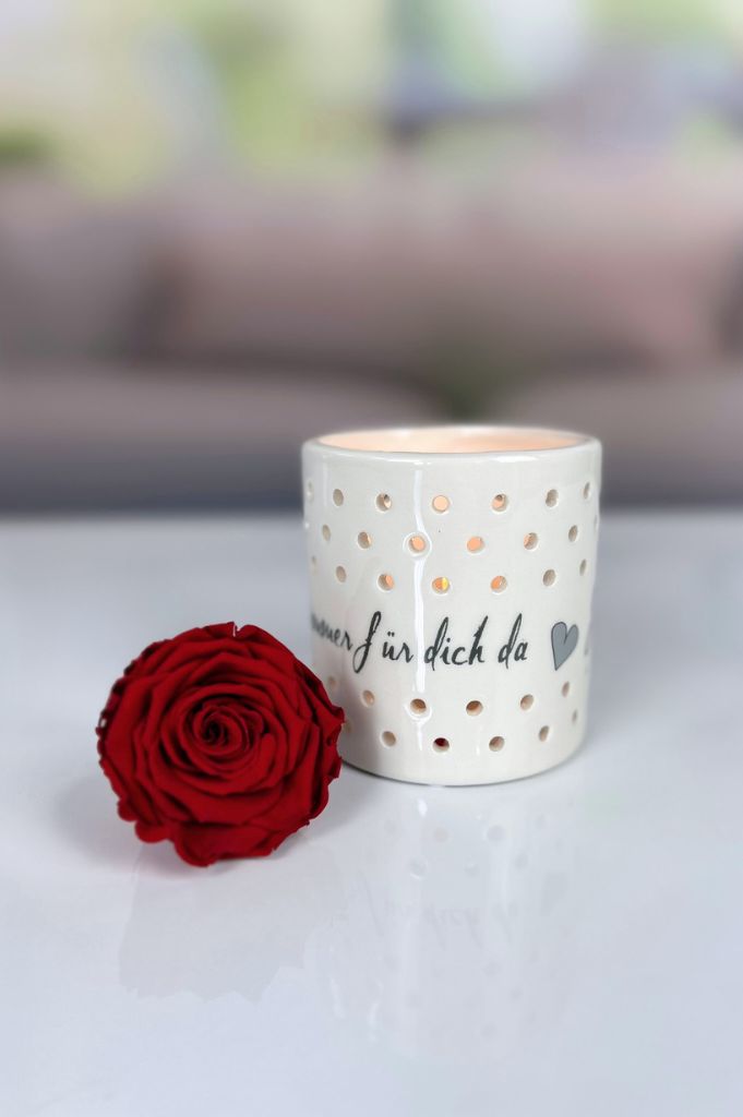 Dekoset Tischlicht Mazano Schrift 10+Infinity Rose rot