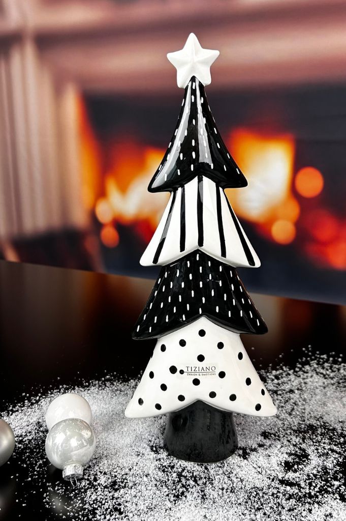 Deko Baum Medora schwarz/creme-weiß