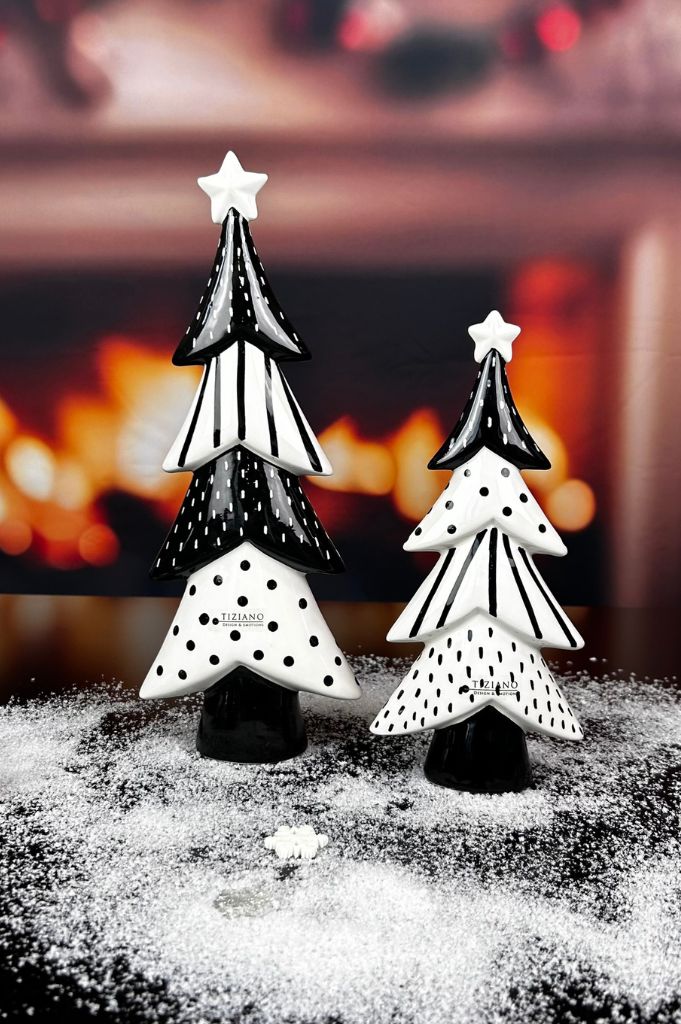 Deko Baum Medora schwarz/creme-weiß