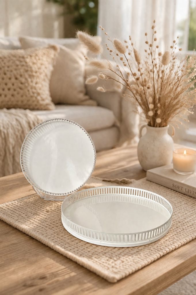 2er Set Metallschale Canneto creme 30+35cm