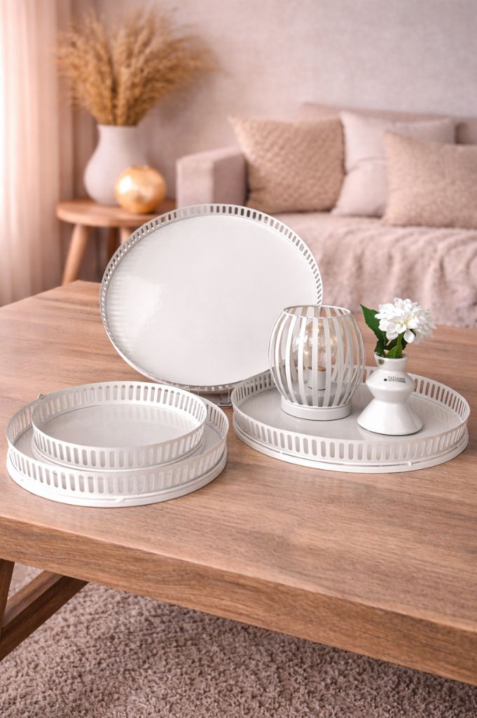 Metallschale Canneto rund creme-weiß