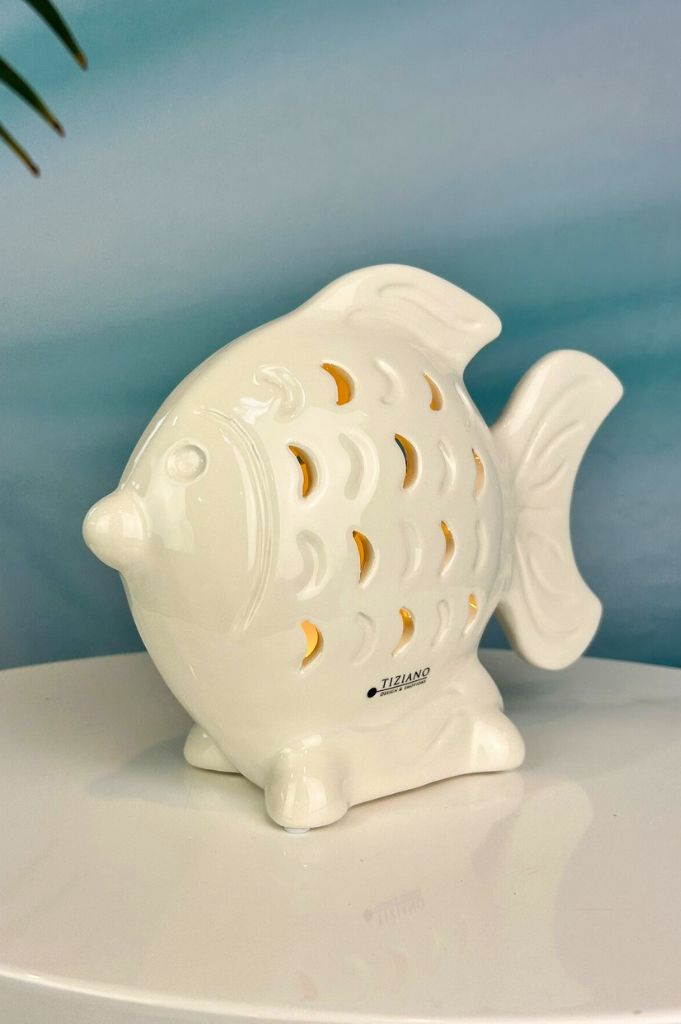 Deko Fisch Neon LED creme-weiß